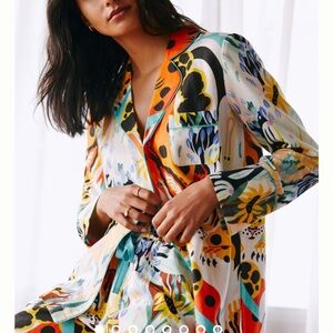 Marcos Navarro for Anthropologie Flannel lynx jungle pajama SET medium EUC